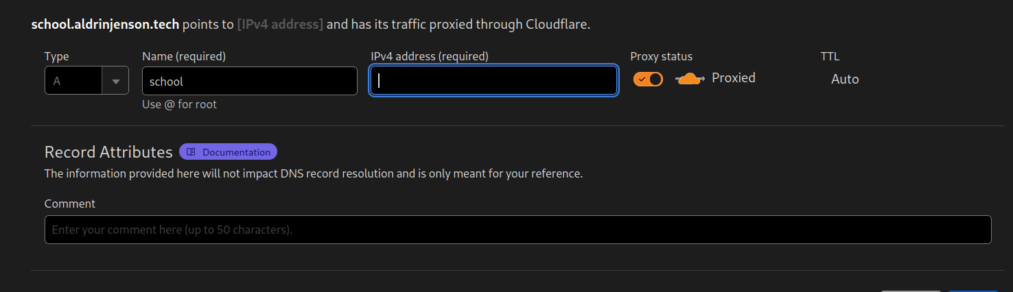 Cloudflare DNS - Adding new subdomain